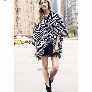 Express Black & White Aztec Tribal Knit Poncho